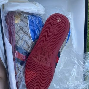 Mens GUCCI Ace GG High Top Sneakers Shoes “Beige Blue”